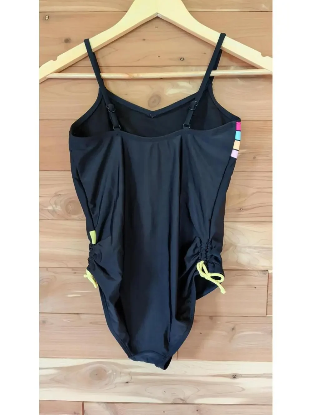 Justice Pac-Man One-Piece Swimsuit Girls Size L 12/14 Black Multicolor NWOT
